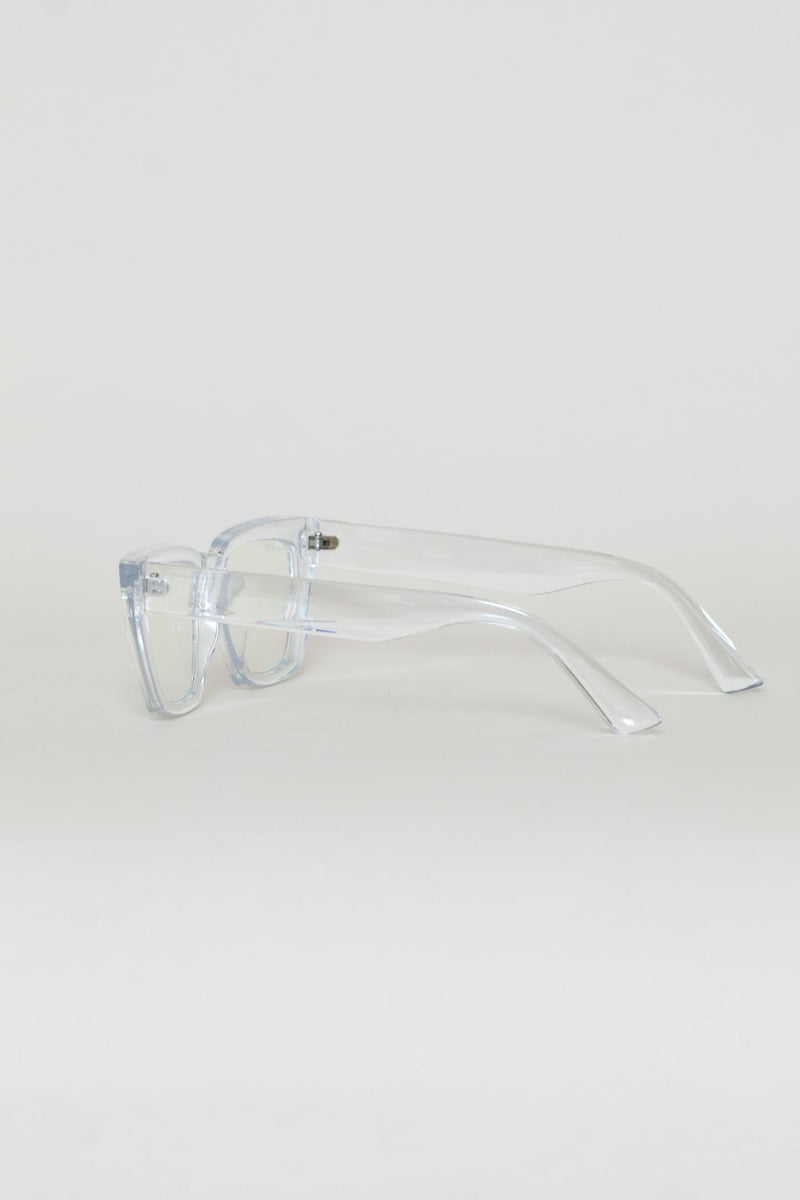 Chunky Square Cateye Glasses - Clear