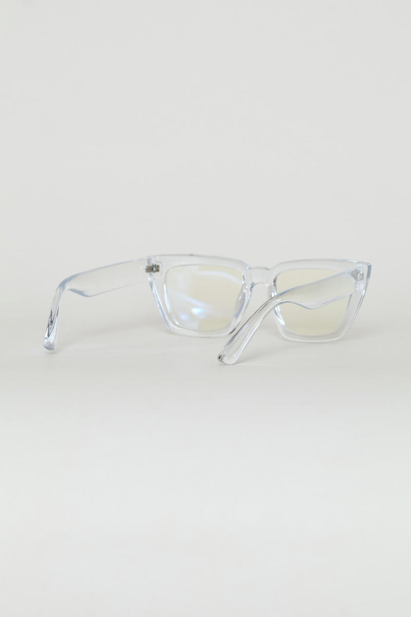 Chunky Square Cateye Glasses - Clear