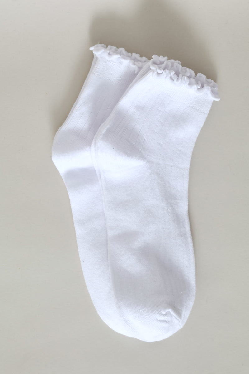 2 Pack Lettuce Edge Mid Crew Socks - White