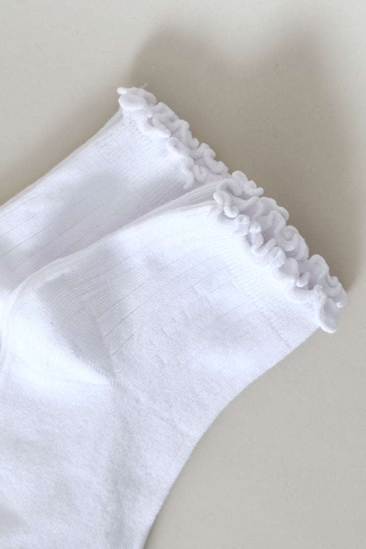 2 Pack Lettuce Edge Mid Crew Socks - White