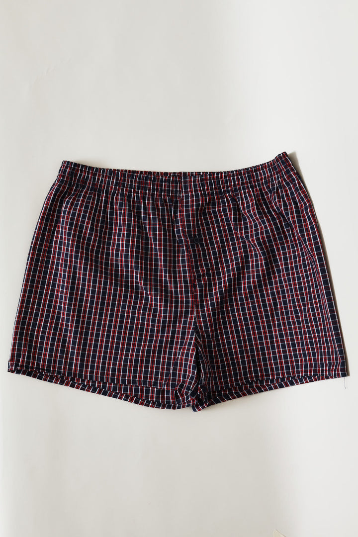 Single Small Check Boxers - Red