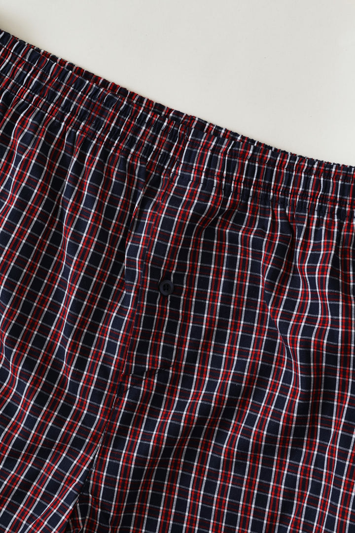 Single Small Check Boxers - Red