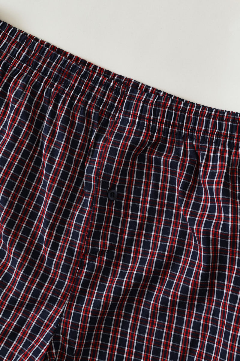 Single Small Check Boxers - Red