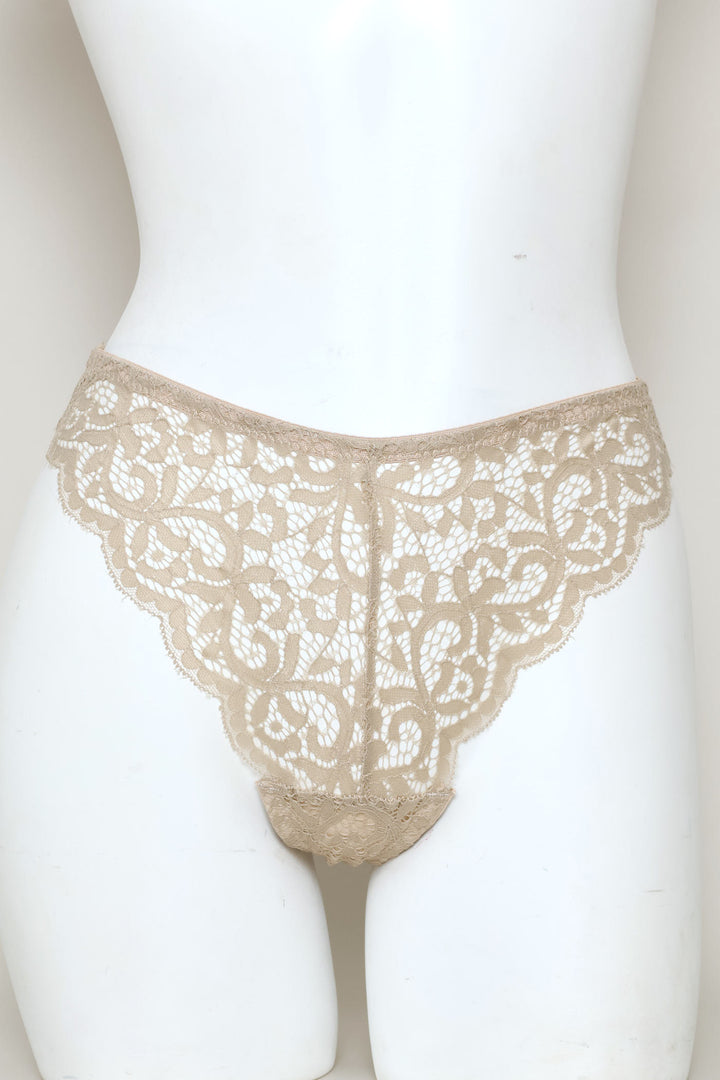 3 Pack Lace Thong Panties - Neutral