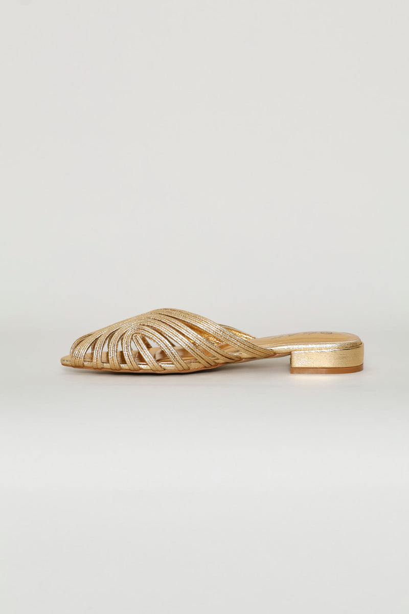 Strappy Peeptoe Mule - Gold