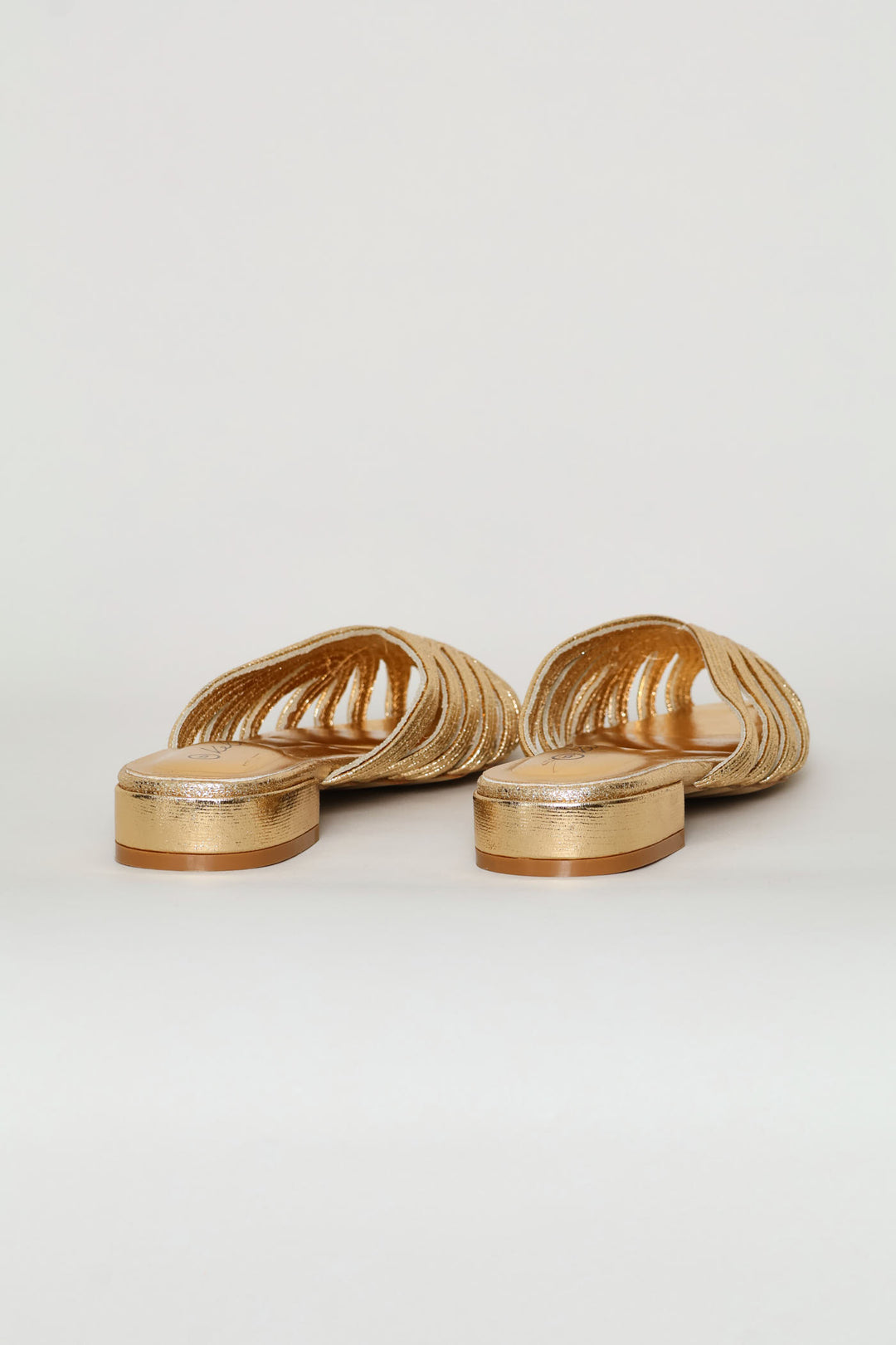 Strappy Peeptoe Mule - Gold