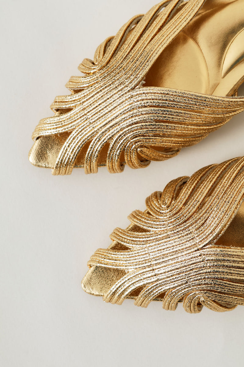 Strappy Peeptoe Mule - Gold