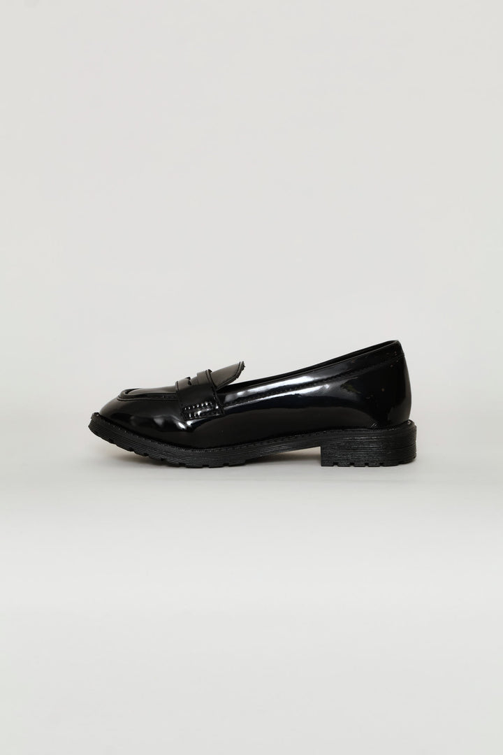 Girls Patent Penny Moccasin - Black