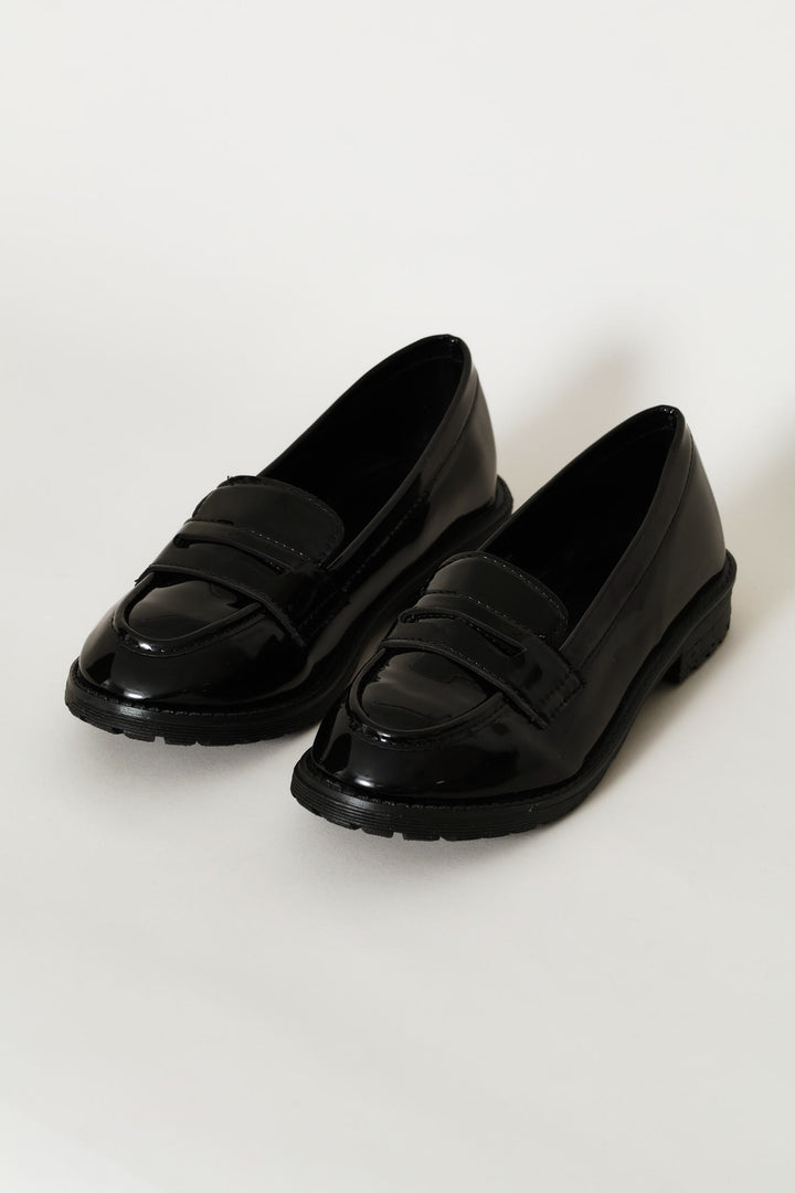 Girls Patent Penny Moccasin - Black