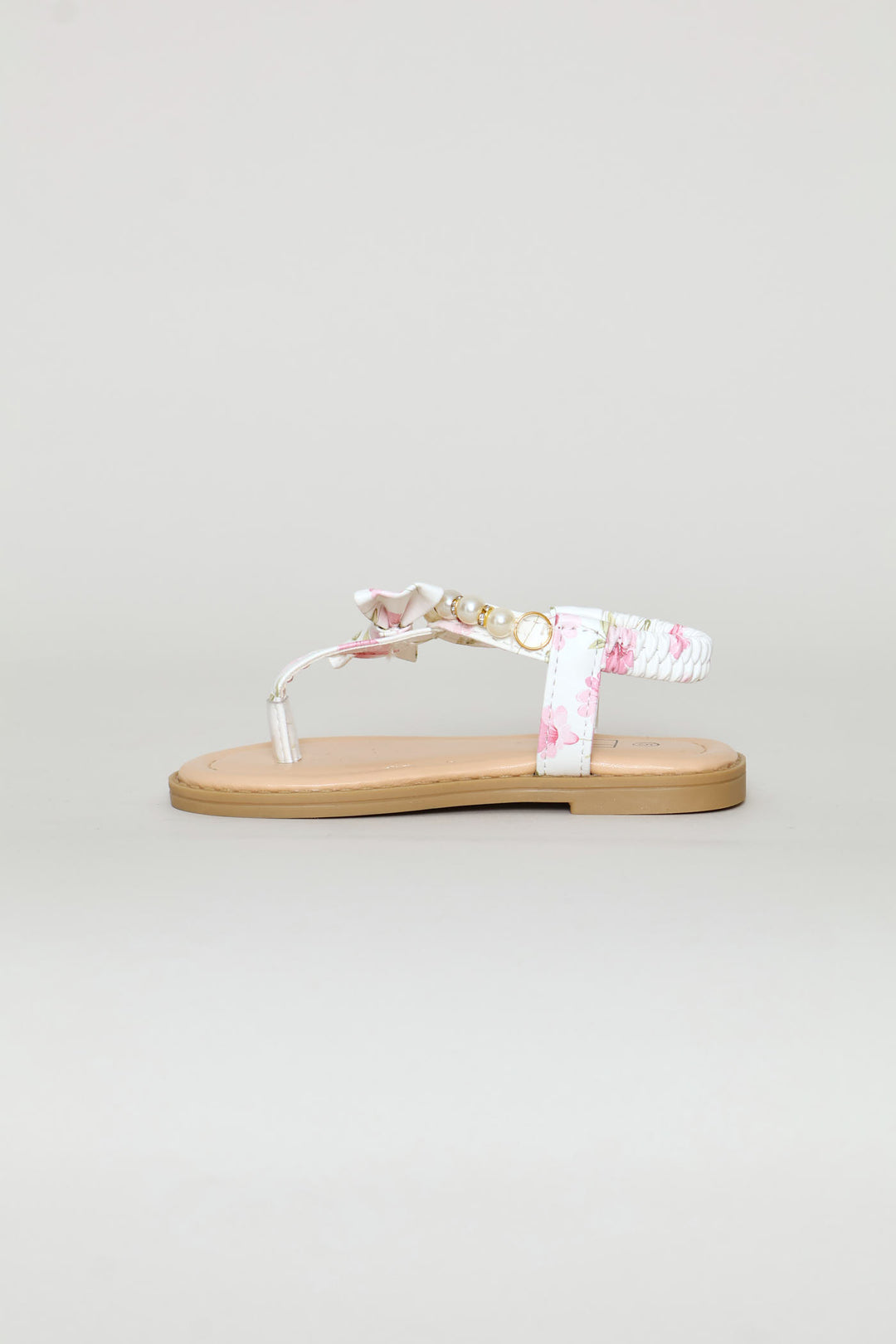 Pre-Girls Printed Thong Sandal - White