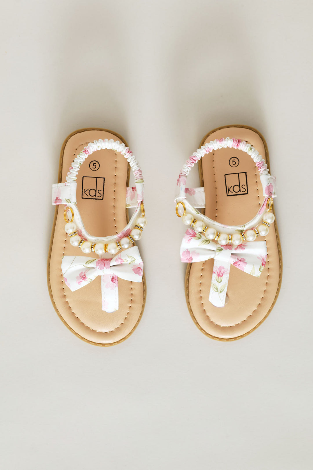 Pre-Girls Printed Thong Sandal - White