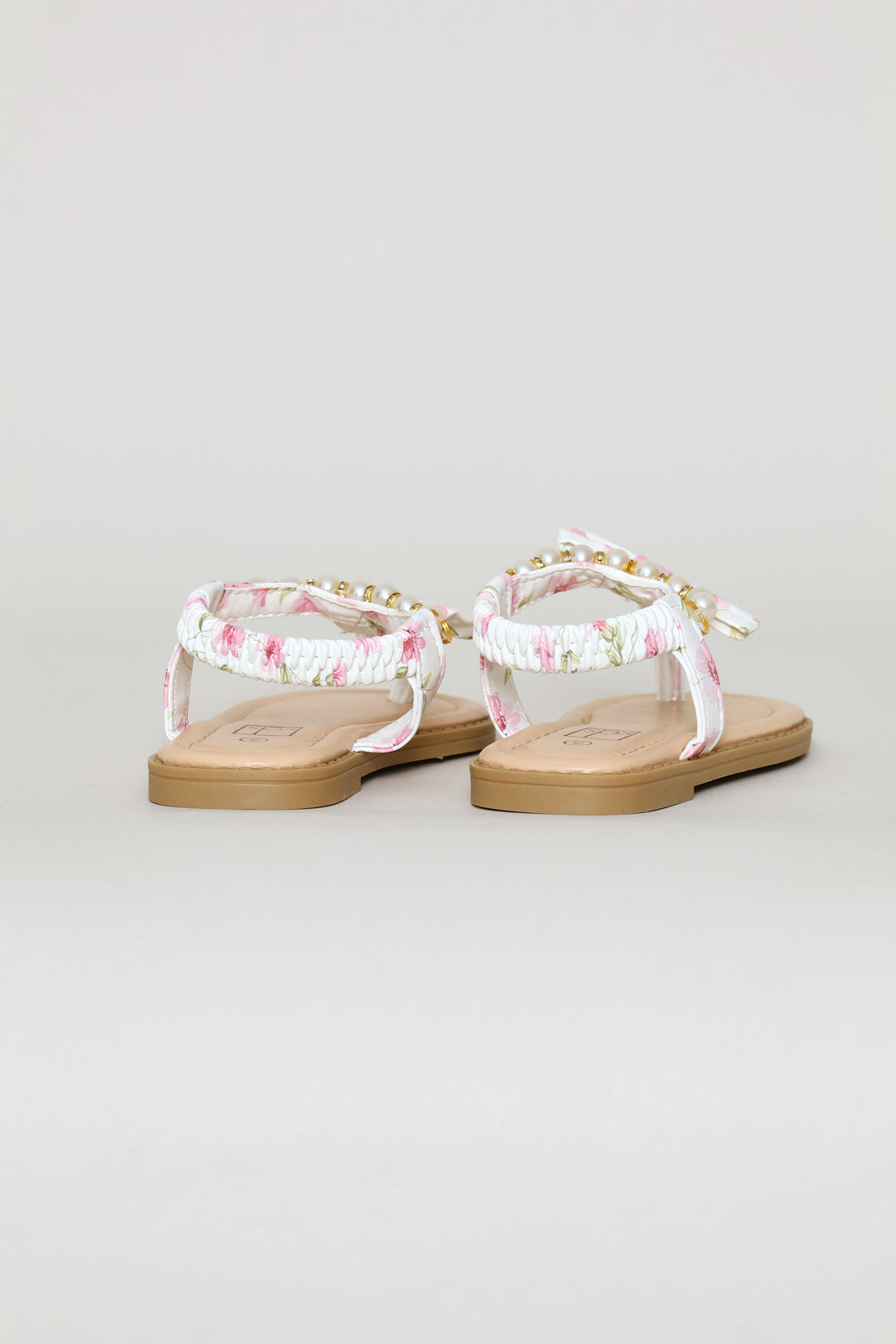 Pre-Girls Printed Thong Sandal - White