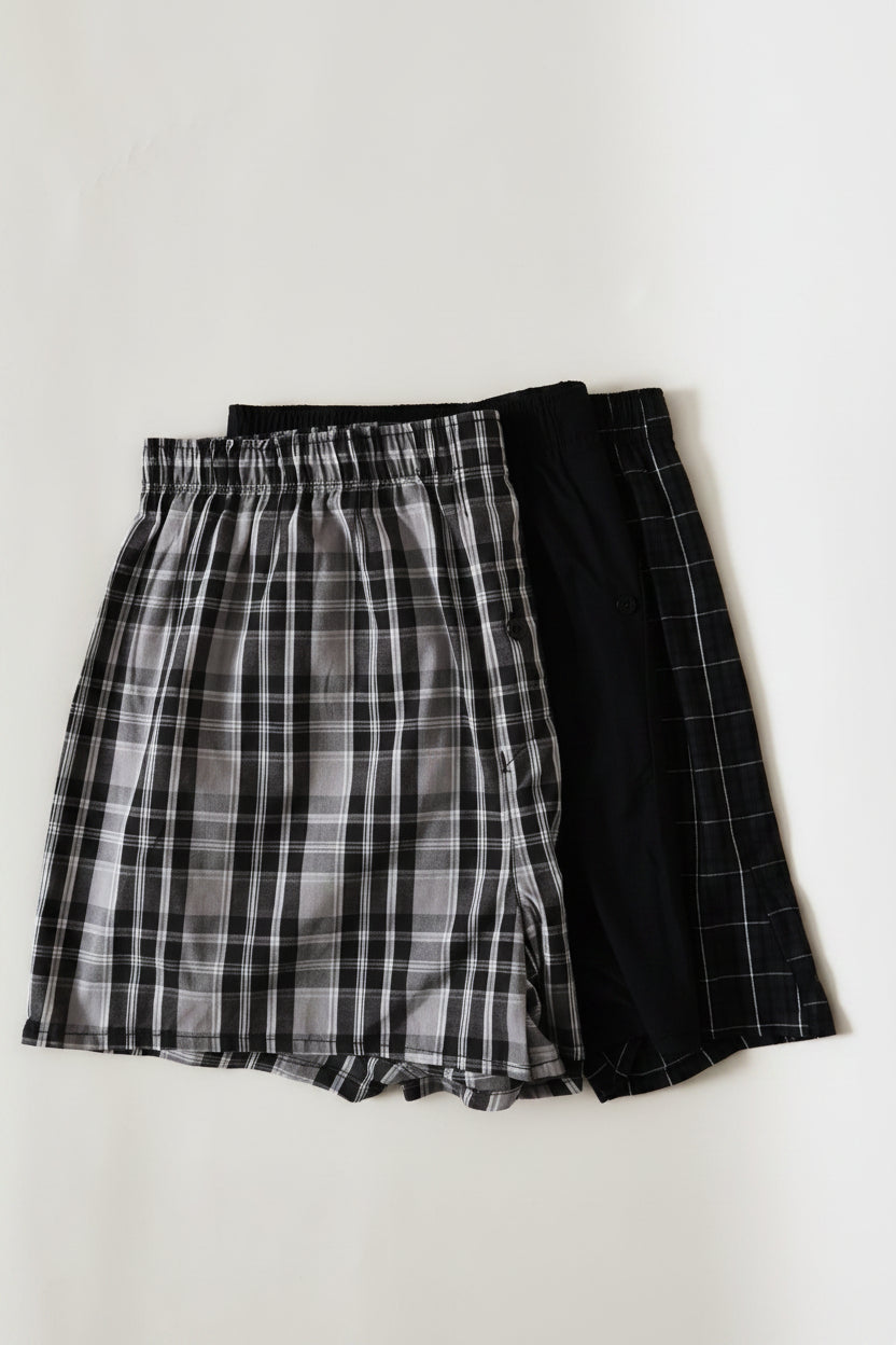 3 Pack Value Boxers - Black/Grey