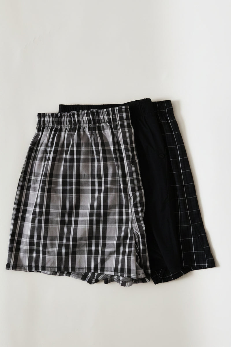 3 Pack Value Boxers - Black/Grey