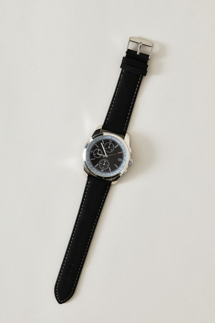 Mens Black Analogue Watch - Black