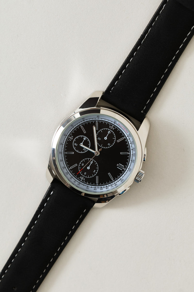 Mens Black Analogue Watch - Black