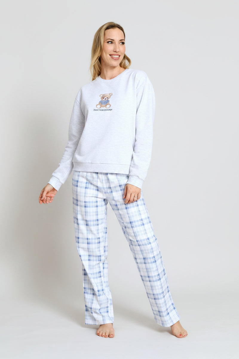 Long Sleeve Teddy Fleece Pullover & Woven Pant Sleep Set