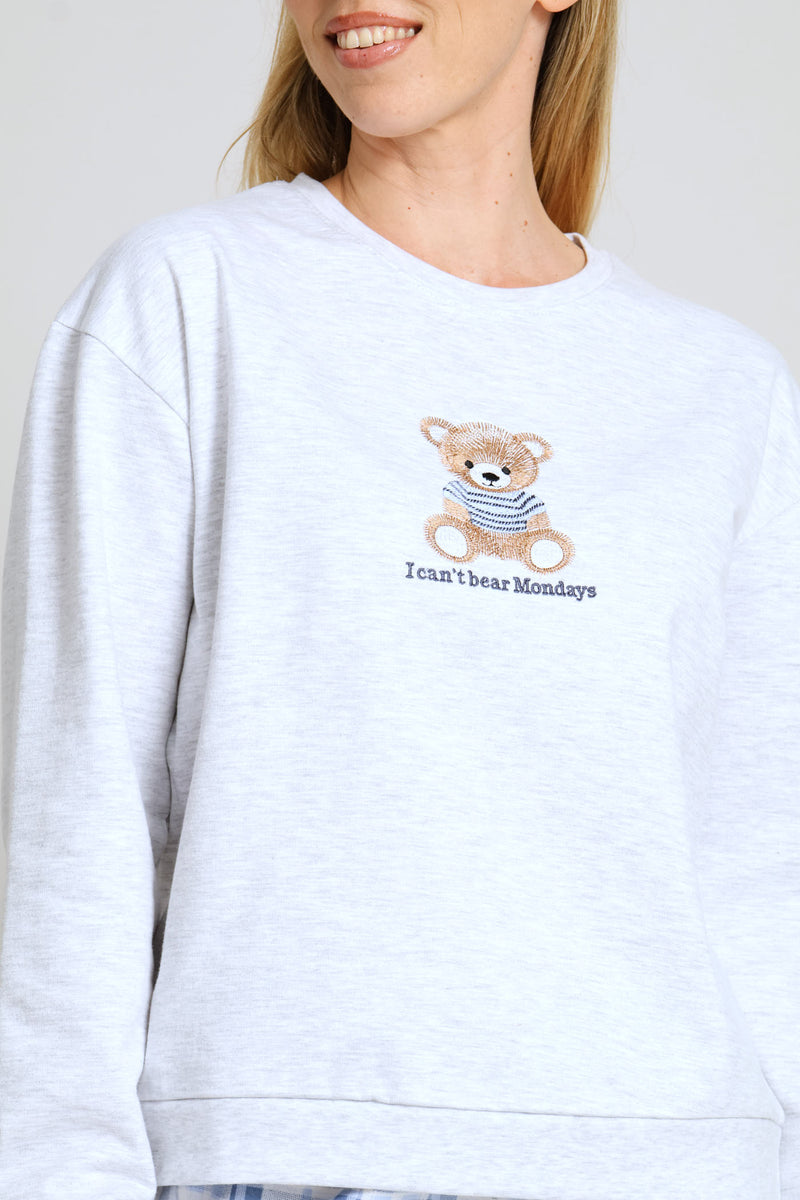 Long Sleeve Teddy Fleece Pullover & Woven Pant Sleep Set