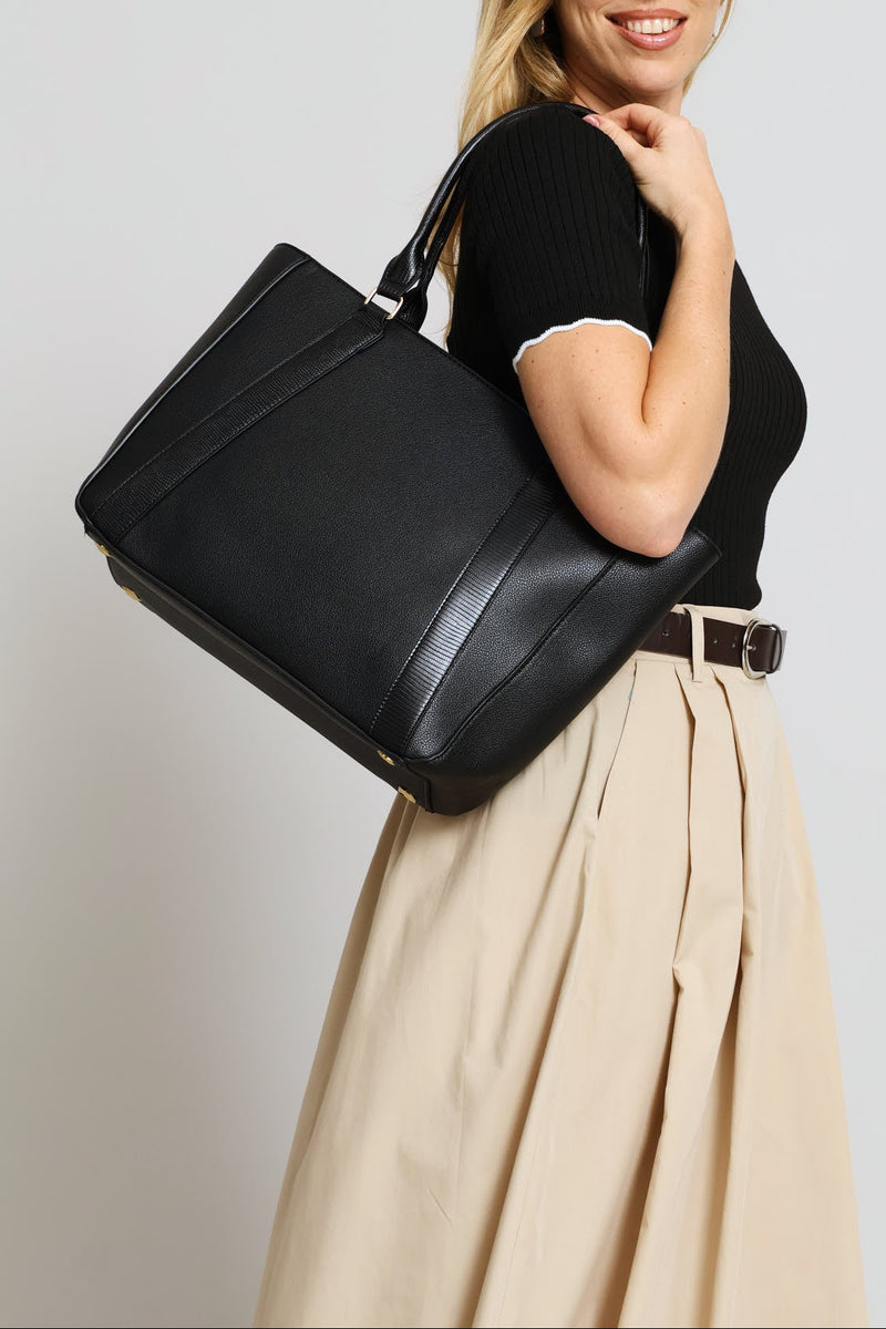 Text Handle Shopper - Black