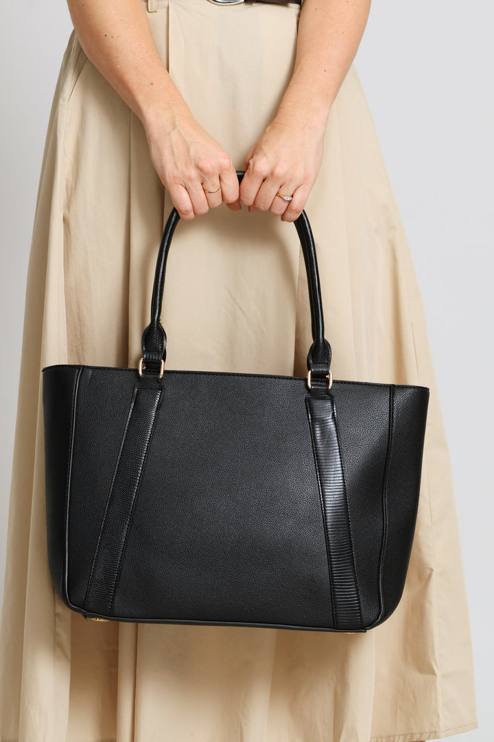 Text Handle Shopper - Black
