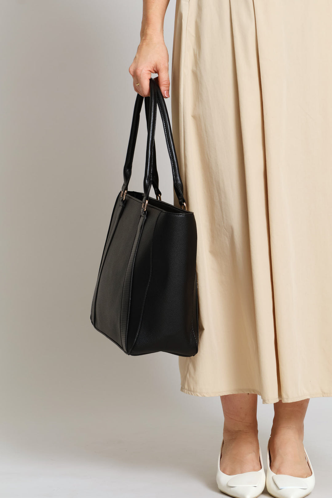 Text Handle Shopper - Black