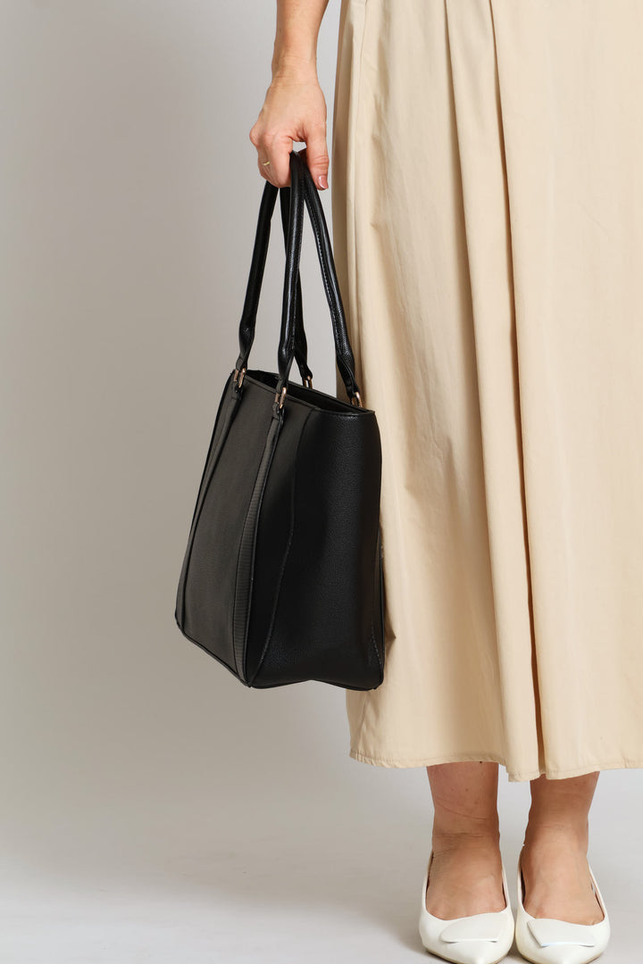 Text Handle Shopper - Black