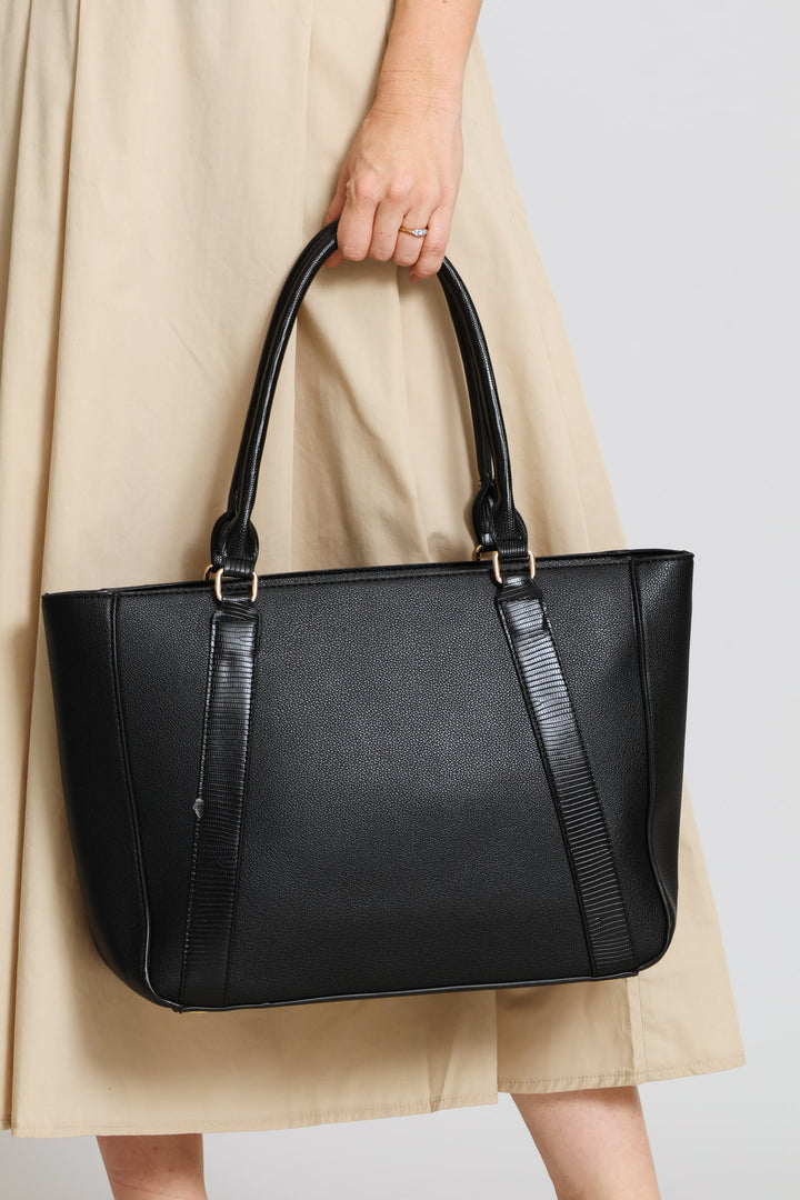 Text Handle Shopper - Black
