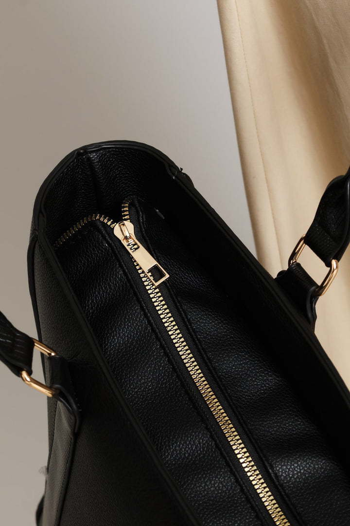 Text Handle Shopper - Black