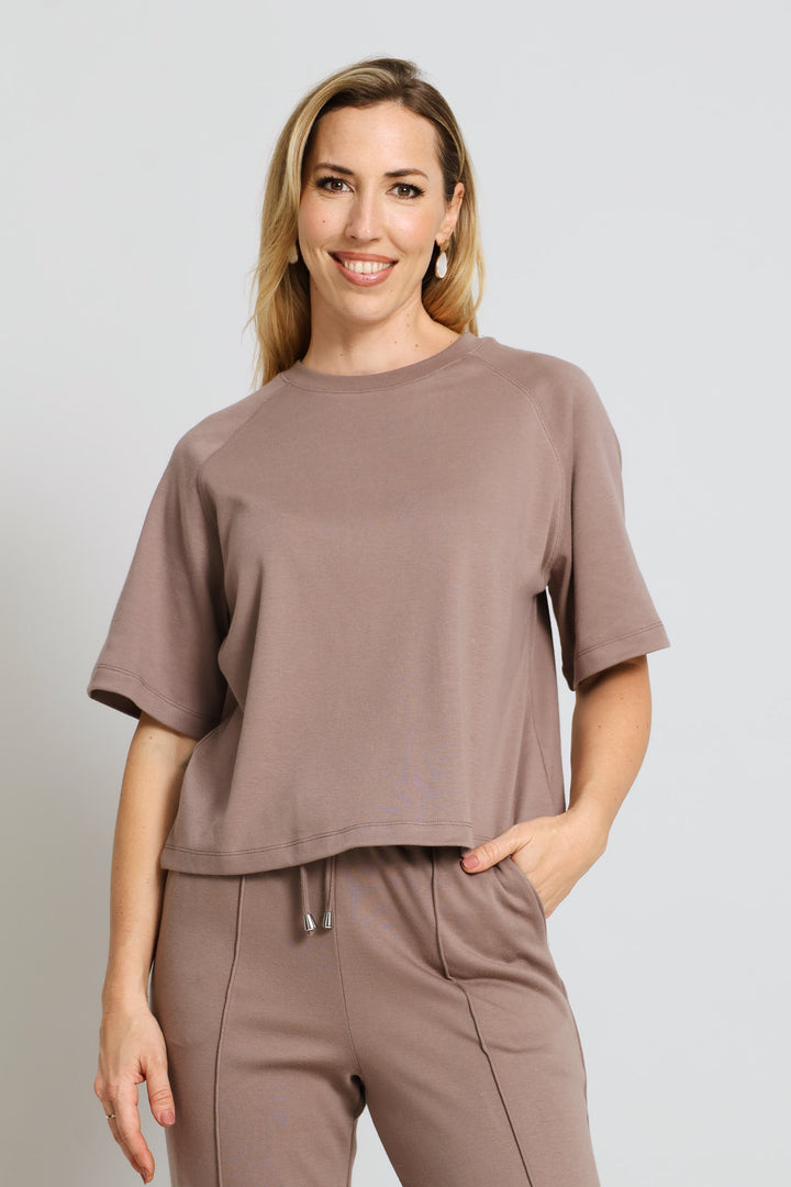 Raglan Oversized Boxy Leisure Tee - Taupe