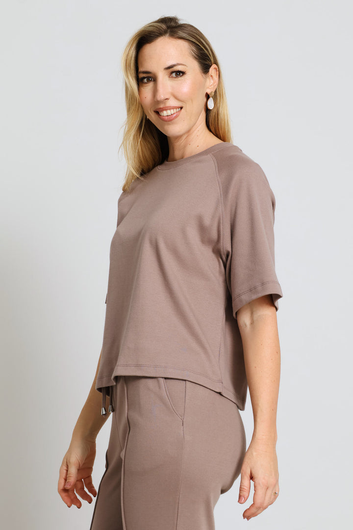 Raglan Oversized Boxy Leisure Tee - Taupe