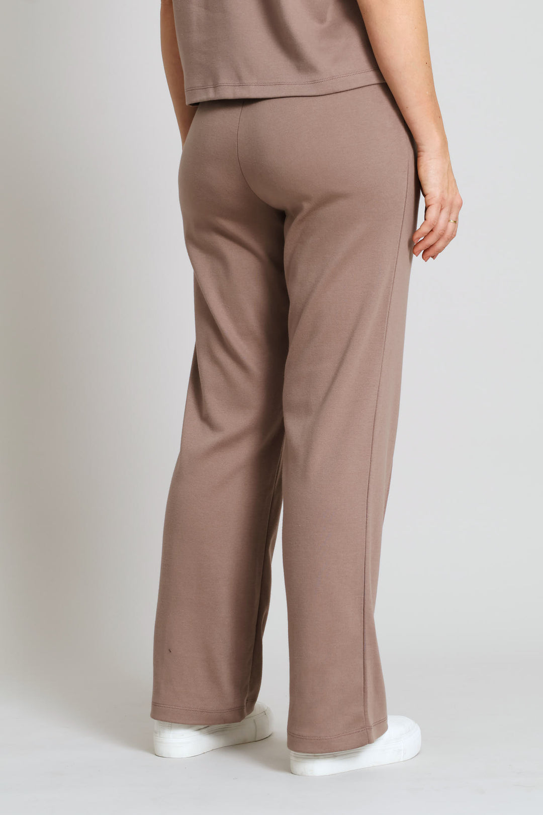 Pinched Seam Sports Stripe Wide Leg Pant - Taupe