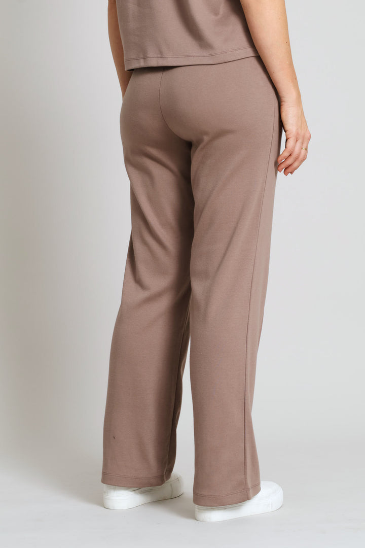 Pinched Seam Sports Stripe Wide Leg Pant - Taupe