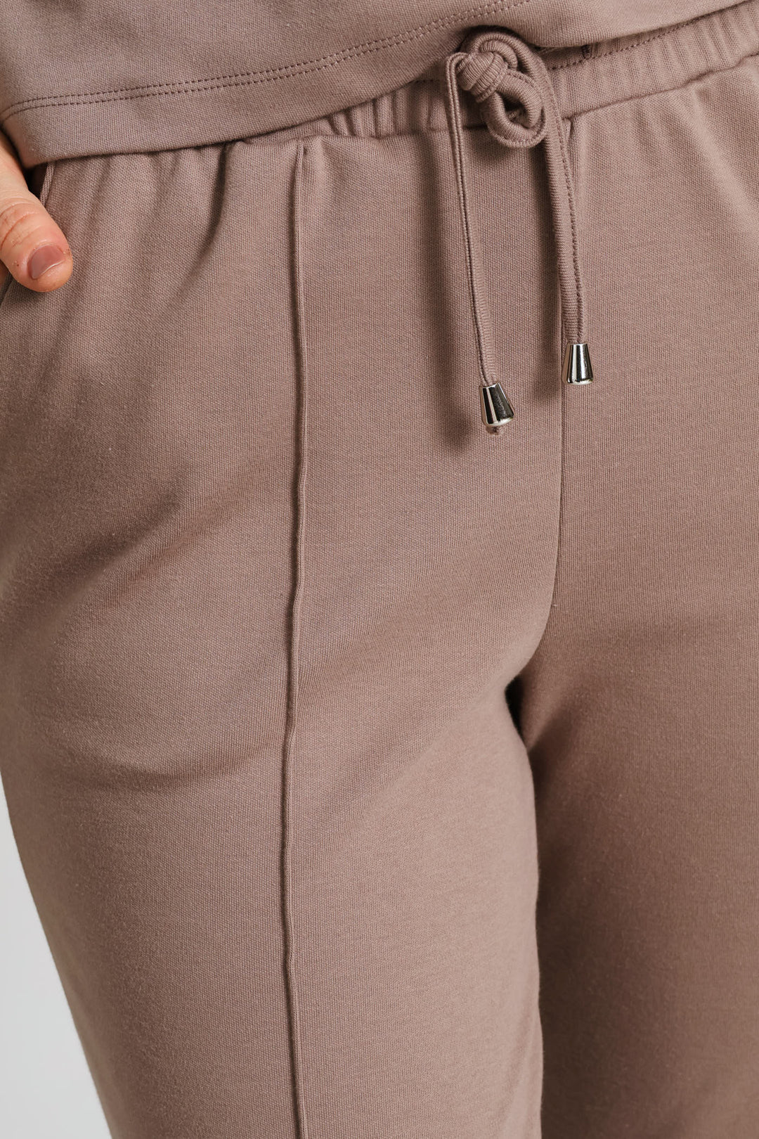 Pinched Seam Sports Stripe Wide Leg Pant - Taupe