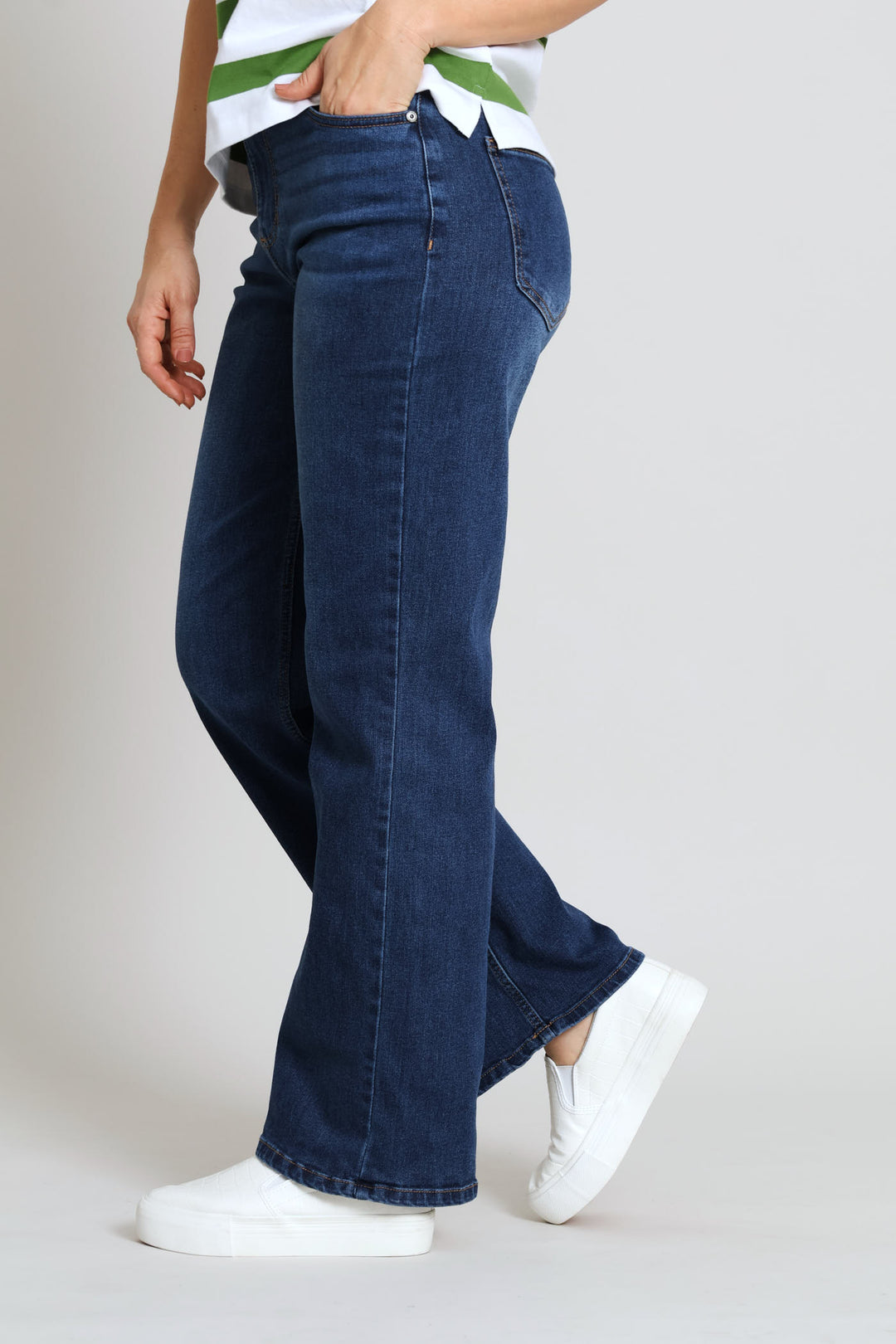 Hi-Rise Classic Wide Leg Denim - Medium Wash
