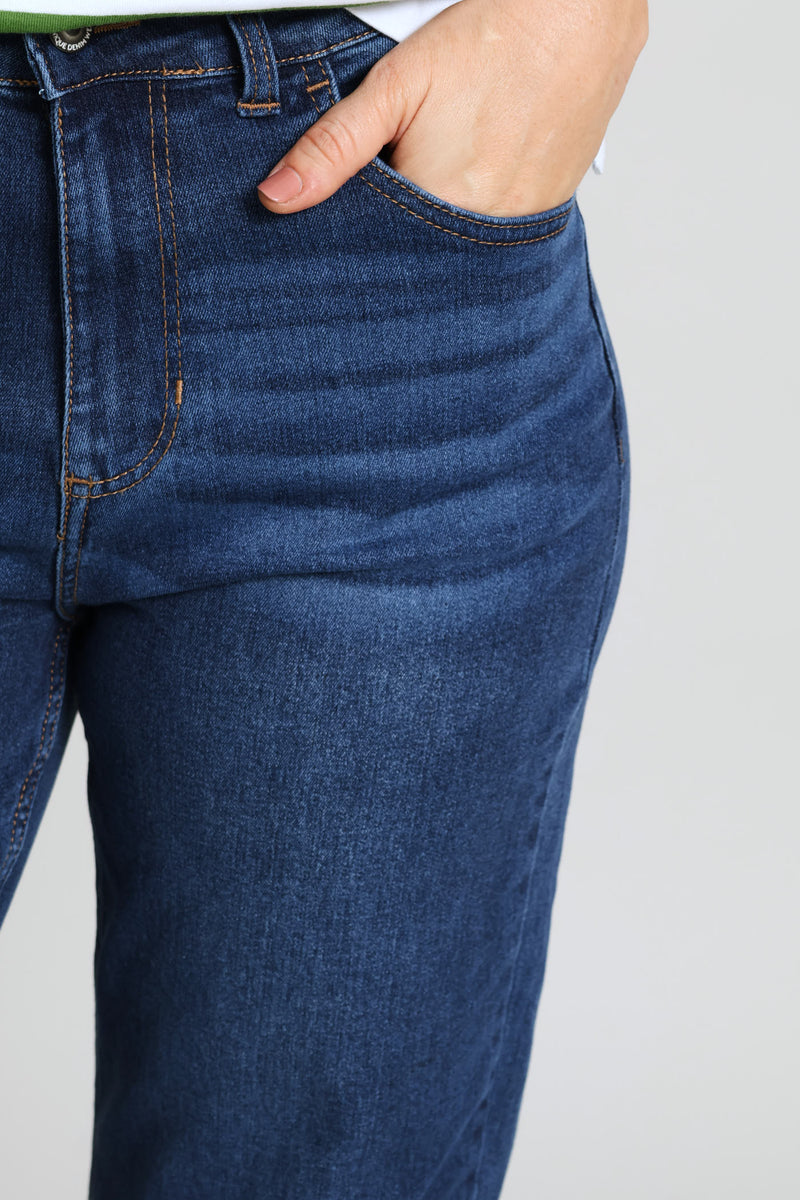 Hi-Rise Classic Wide Leg Denim - Medium Wash
