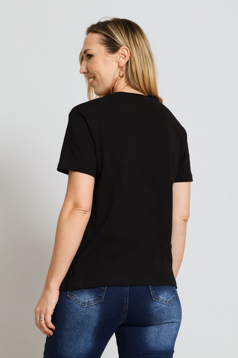 Sequin Foil Foliage Tee - Black