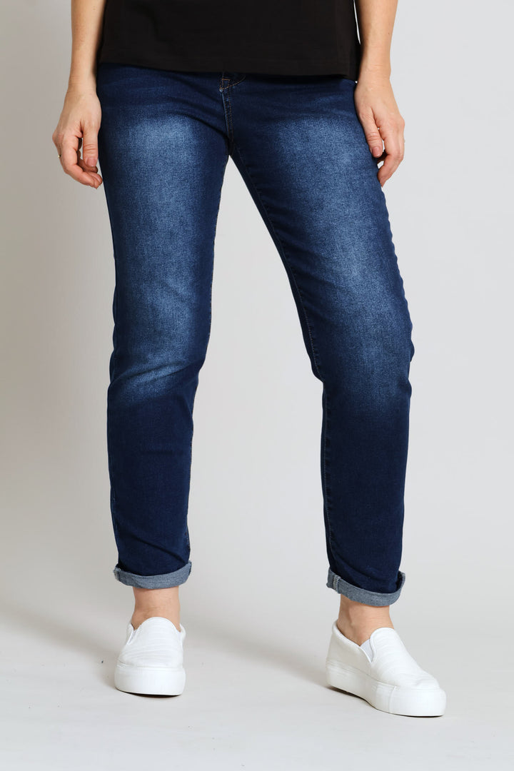 Hi-Rise Turnup Supersoft Cigarette Denim - Dark Wash