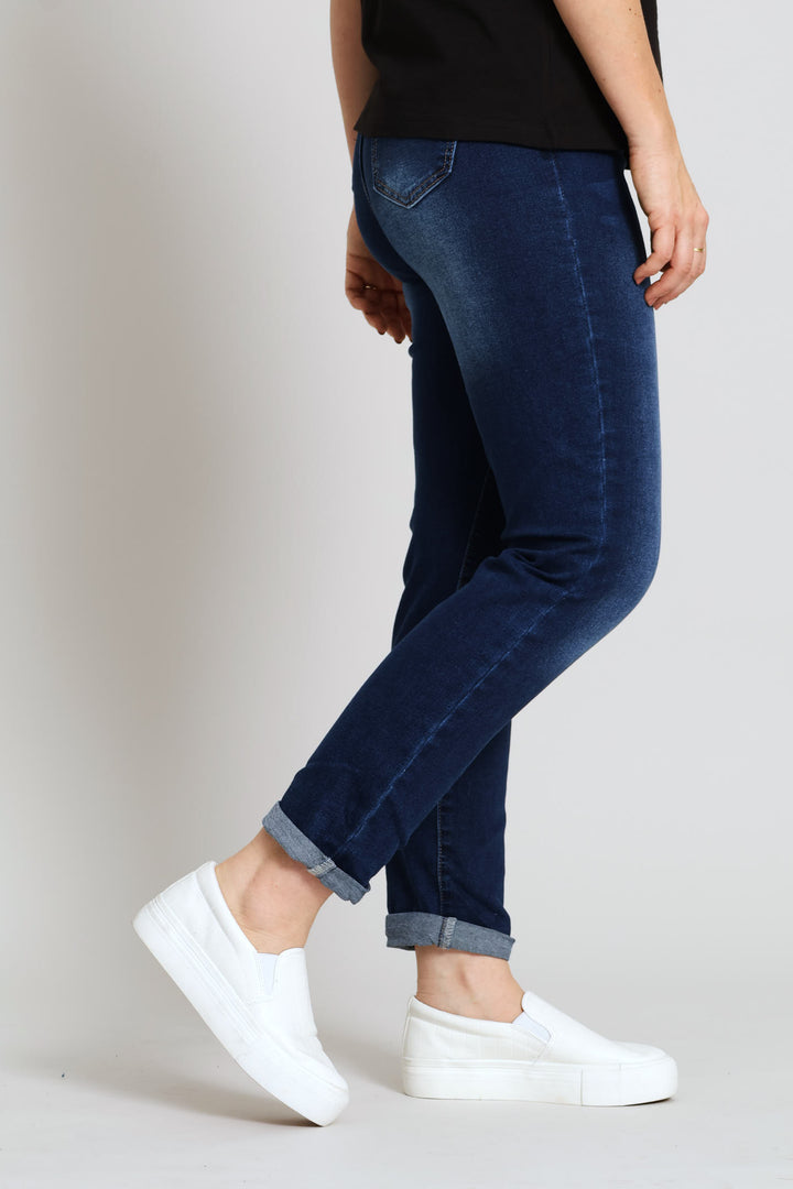 Hi-Rise Turnup Supersoft Cigarette Denim - Dark Wash