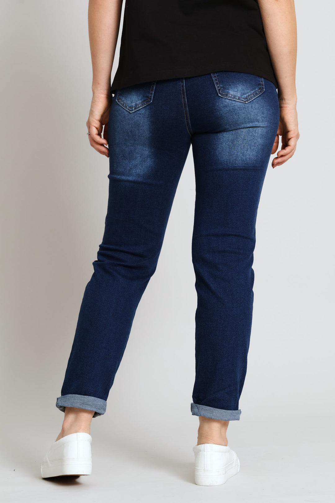 Hi-Rise Turnup Supersoft Cigarette Denim - Dark Wash