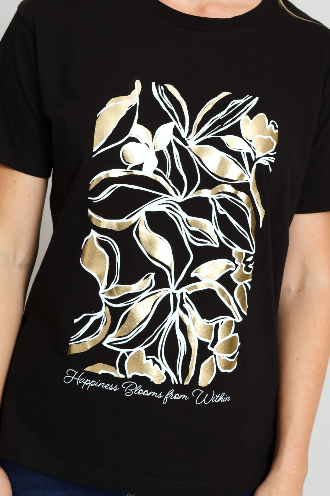 Sequin Foil Foliage Tee - Black