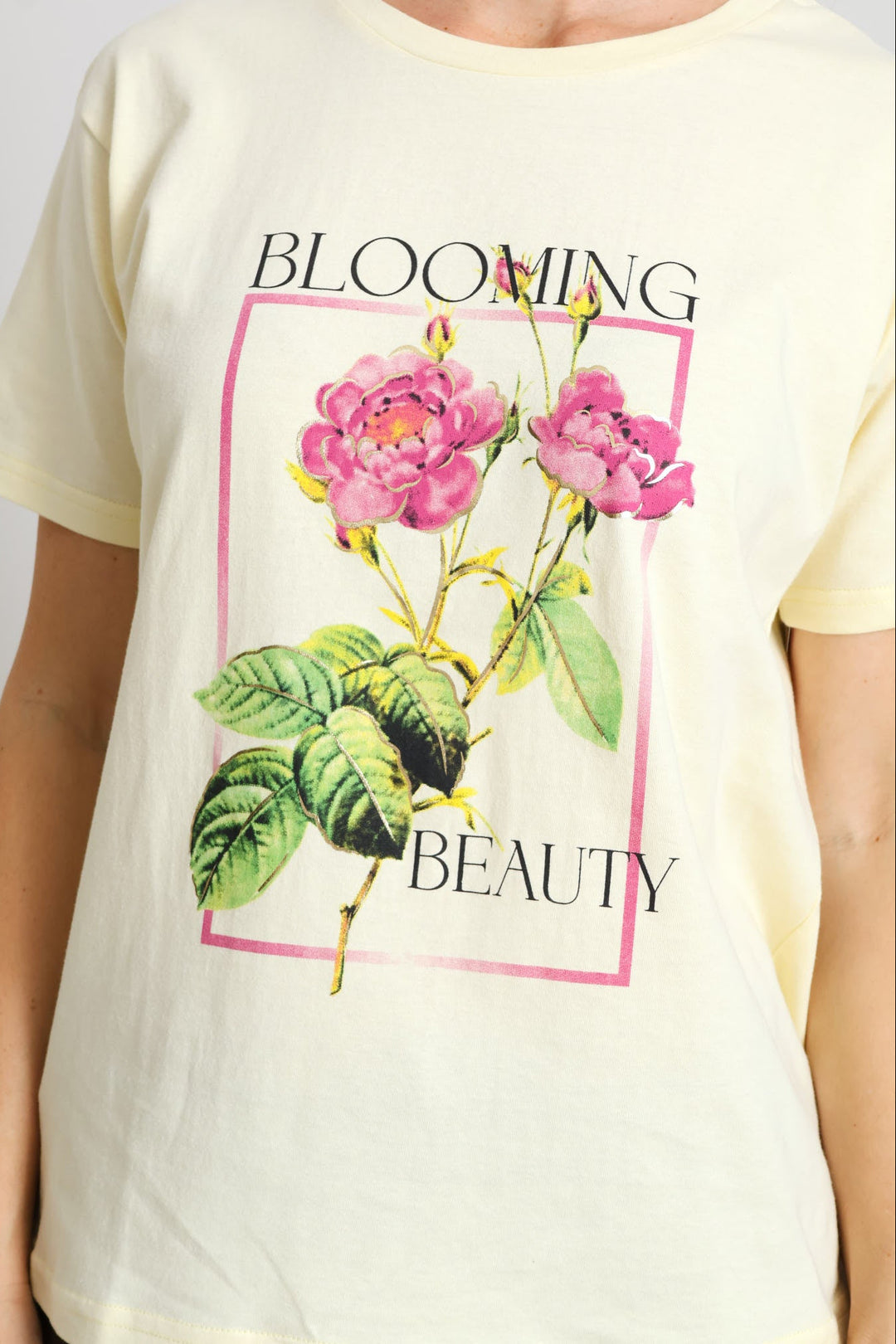 Sequin Flower Bloom Beauty Tee - Pastel Yellow