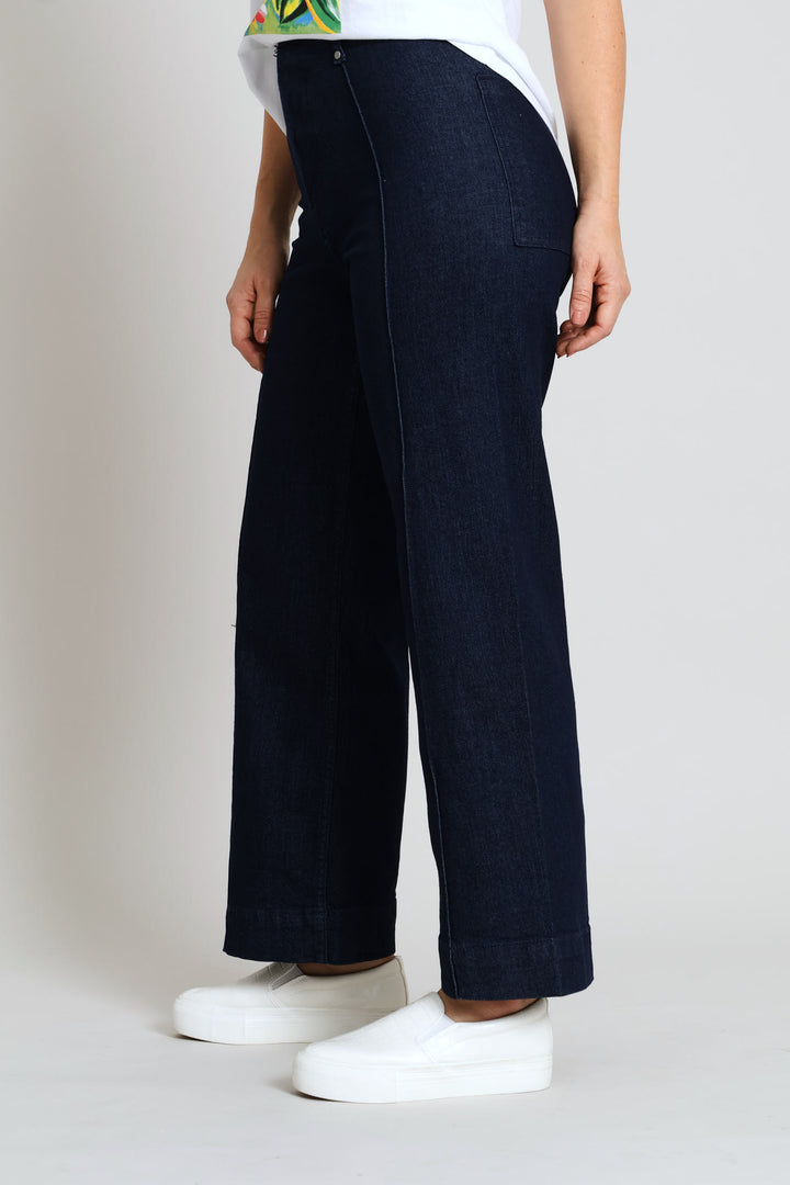 No Pocket Tailored Hirise Wide Leg Denim - Raw Wash