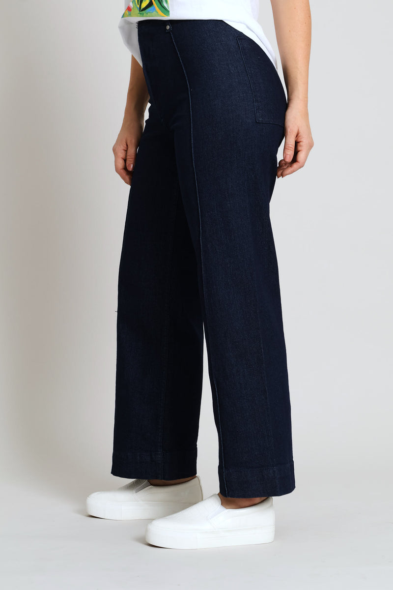 No Pocket Tailored Hirise Wide Leg Denim - Raw Wash
