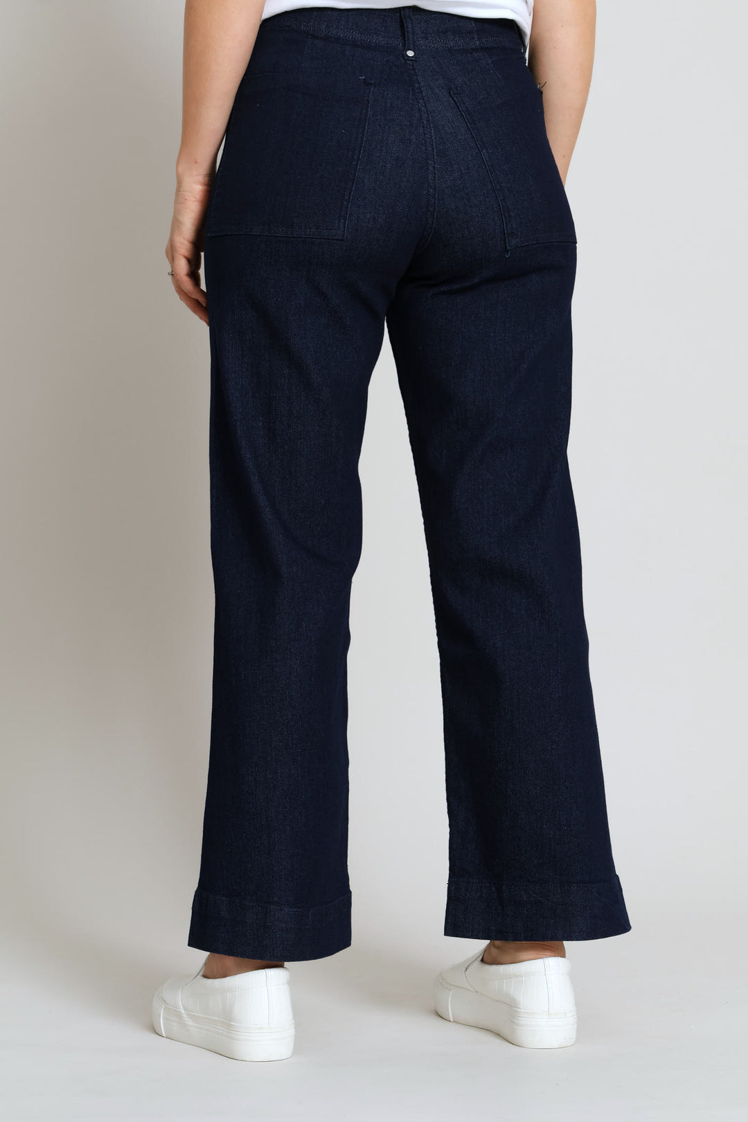No Pocket Tailored Hirise Wide Leg Denim - Raw Wash