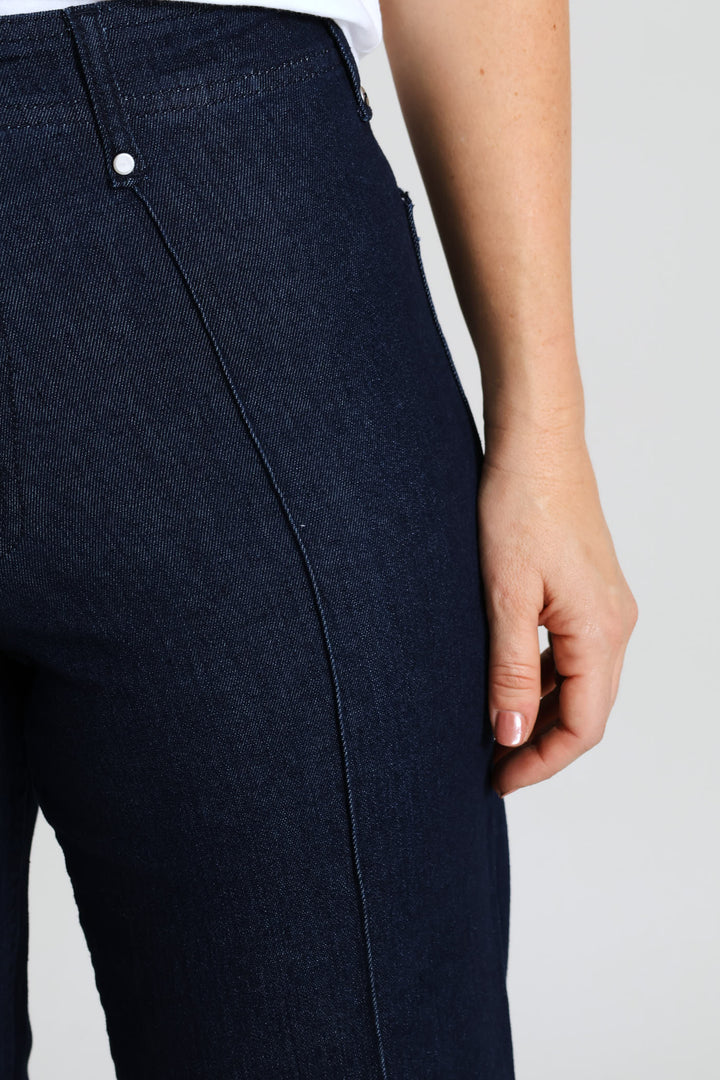 No Pocket Tailored Hirise Wide Leg Denim - Raw Wash