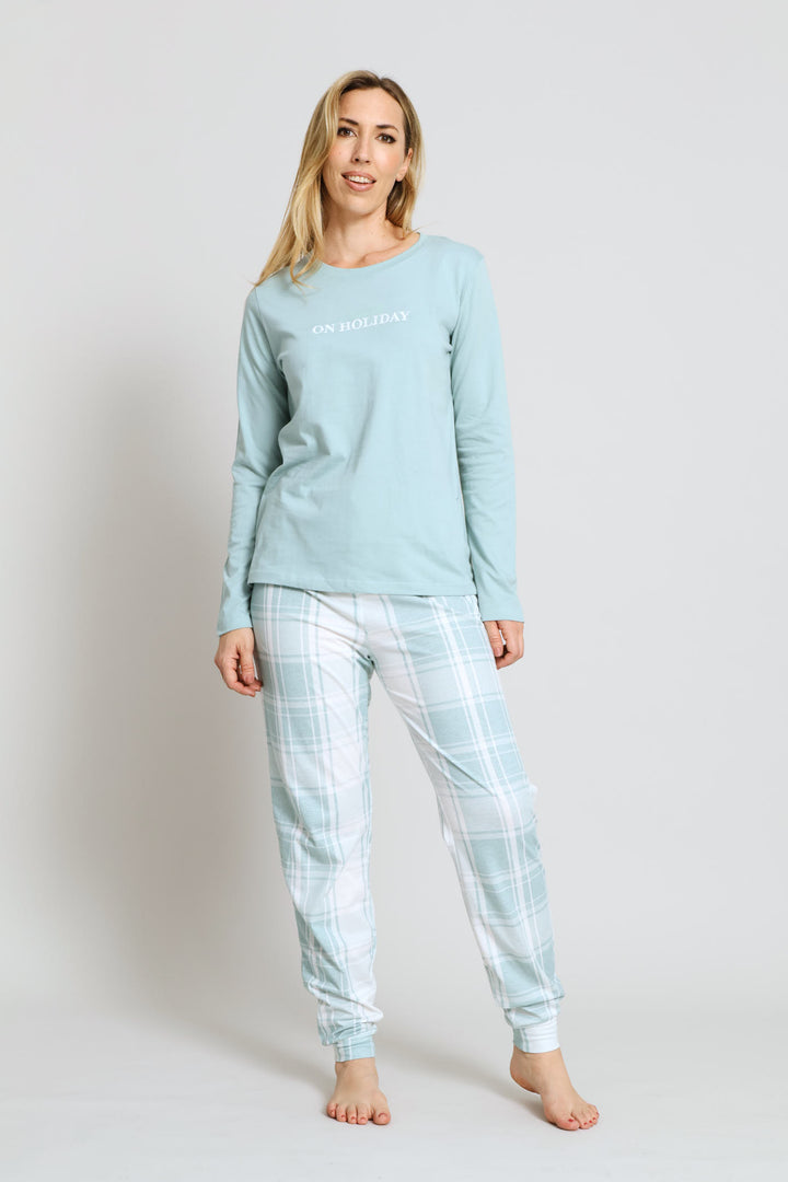 On Holiday Embroidered Knit Sleep Tee - Duck Egg