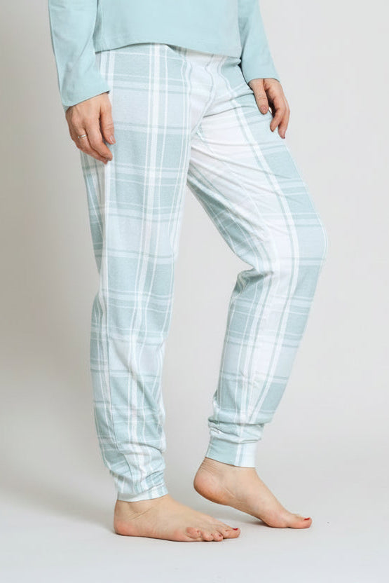 Print Knit Sleep Sleep Jogger - Duck Egg