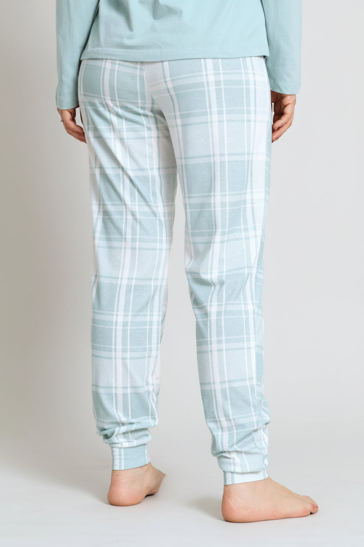 Print Knit Sleep Sleep Jogger - Duck Egg