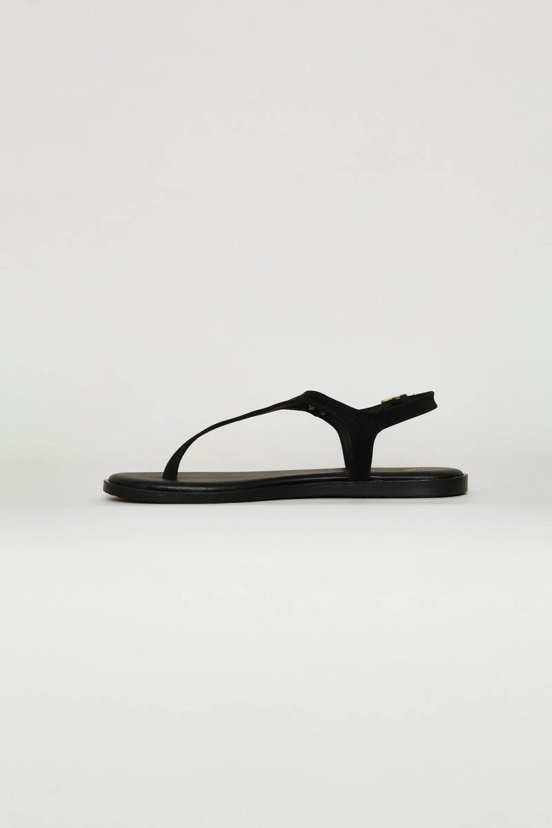 Styla Sleek Feather Zadp Sandal - Black/Gold