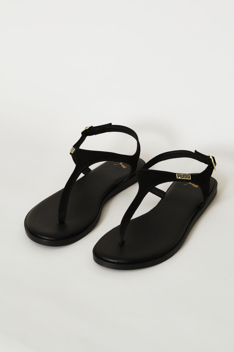 Styla Sleek Feather Zadp Sandal - Black/Gold